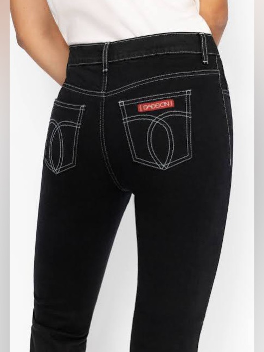 NWT Johnny Was x Sasson Sancere Straight Leg Jeans Black Contrast Stitch Size 27